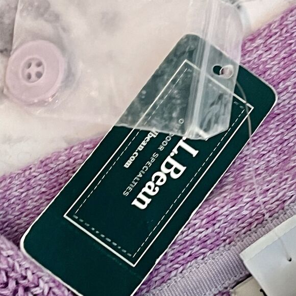 NWT LL Bean Fisherman Cable Knit 100% Cotton Button Up Cardigan Womens PM Lilac - Picture 4 of 8